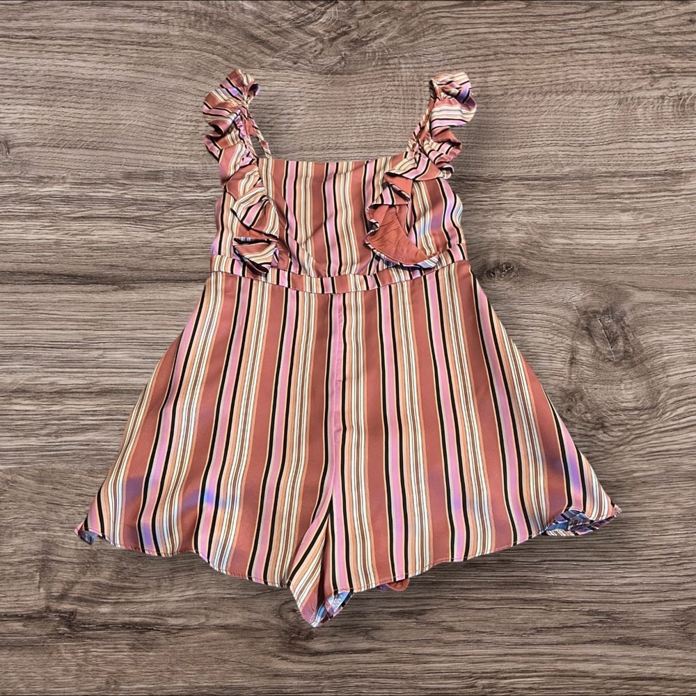 TJD The Jetset Diaries Ruffle Stripe Retro Romper Size XS